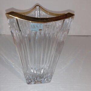 Mikasa: Slovenia vase with gold tone trim.